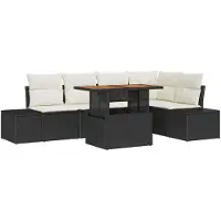 vidaXL Tuinbank Set 6 st Zwart poly rattan