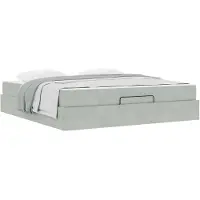 vidaXL Bedframe met matras 2 st Lichtgrijs Fluweel