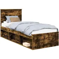 vidaXL Bedframe, gerookt eikenhout, 75 x 190 cm, massief grenenhout