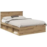 vidaXL Bedframe Ambachtelijk Eiken 140 x 190 cm Massief grenenhout