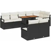 vidaXL Tuinbank Set 9 st 8-Aantal zitplaatsen Zwart en Crème