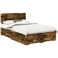 vidaXL Bedframe met lade Rook Eiken 120 x 200 cm Bewerkt hout