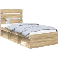 vidaXL Bedframe met hoofdeinde Sonoma 100 x 200 cm Massief grenenhout