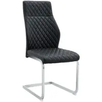 OKWISH Eetkamerstoel Set Van 2 - Hoge Rugleuning Met Ruitstiksel - Comfortabele Zitting - PU Leer - Eetkamer Restaurant - Zwart