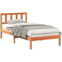 vidaXL Bedframe met hoofdeinde Wasbruin 75 x 190 cm Massief grenenhout