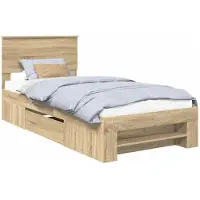 vidaXL Bedframe met hoofdeinde, Sonoma-eikenhout, 80 x 200 cm, houtvezel