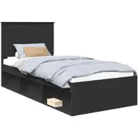 vidaXL Bedframe met hoofdeinde Zwart 75 x 190 cm Massief grenenhout