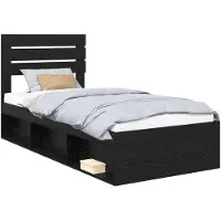 vidaXL Bedframe met hoofdeinde Zwart 90 x 200 cm Massief grenenhout