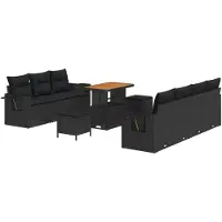 vidaXL Tuinbank Set 10 st Zwart poly rattan