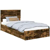 vidaXL Opbergbed met lade Rook Eiken 100 x 200 cm Bewerkt hout