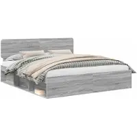 vidaXL Bedframe Grijs Sonoma 200 x 200 cm Massief grenenhout