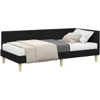 vidaXL Hoekbedframe met Matras Anders met hoofdeinde 2 st Groen Stof