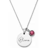 Yehwang Geboortesteen Naam Ketting Zilver