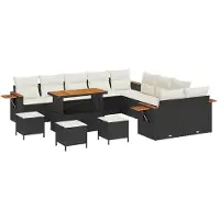 vidaXL Tuinbank Set 18 st 11-Aantal zitplaatsen Zwart en Crème