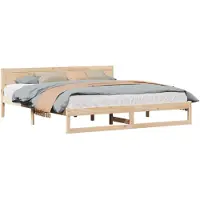 vidaXL Bedframe met hoofdeinde Naturel 200 x 200 cm Massief grenenhout