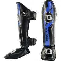 Booster Fight Gear V9 Scheenbeschermers – Professionele Bescherming – Zwart/Blauw -Maat M