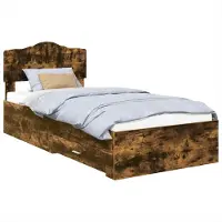 vidaXL Bedframe met lade Rook Eiken 100 x 200 cm Bewerkt hout