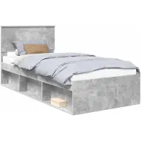 vidaXL Bedframe, betonkleur, 90 x 190 cm, massief grenenhout