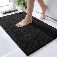 Casilin Antislip Badmat 50x80 cm - Zwart - Waterabsorberende Badkamermat - Wasbaar - 100% Katoen - Luca
