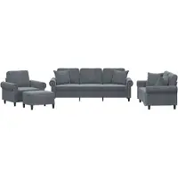 vidaXL 4-delige Loungeset met kussens fluweel donkergrijs