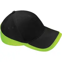 Beechfield Teamwear Wedstrijd Baseball Cap (Zwart/Lijkgroen)