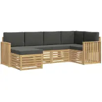 vidaXL Tuinset met 6 zitplaatsen, wit en antraciet, polyester