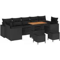 vidaXL Tuinbank Set met kussen 13 pcs Zwart poly rattan