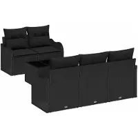 vidaXL Tuinbank Set 6 st 5-Aantal zitplaatsen Zwart poly rattan