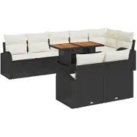 vidaXL Tuinbank Set 9 st Zwart en crème