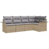 vidaXL Tuinbank Set 5 st Beige poly rattan
