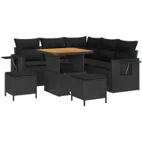 vidaXL Tuinbank Set 9 st 6-Aantal zitplaatsen Zwart poly rattan