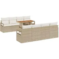 vidaXL Tuinbank Set 9 st 8-Aantal zitplaatsen Beige en Crème