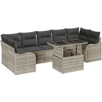vidaXL Tuinbank Set met kussen 8 pcs Lichtgrijs Poly rattan