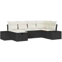 vidaXL Bankstel 7 st poly rattan