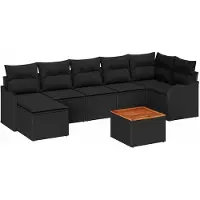 vidaXL Tuinbank Set 8 st Zwart poly rattan