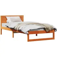 vidaXL Bedframe met hoofdeinde Wasbruin 90 x 190 cm Massief grenenhout