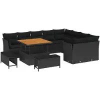 vidaXL Tuinbank Set 12 st Zwart poly rattan
