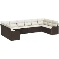 vidaXL Tuinbank Set 10 st Bruin en wit poly rattan