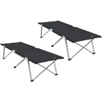 vidaXL Opvouwbaar Campingbed 2 pcs Zwart 194 x 62,5 x 42,5 cm