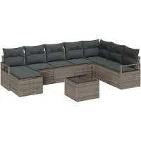 vidaXL Bankstel 9 st Lichtgrijs poly rattan