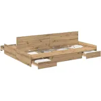vidaXL Opbergbedframe met lade Artisan Eiken 140 x 190 cm Bewerkt hout