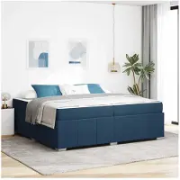 vidaXL Bedframe met matras Blauw 200 x 200 cm Stof