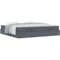 vidaXL Bedframe met matras 2 st Dim Grijs Fluweel