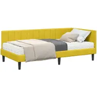 vidaXL Hoekbedframe met Matras met hoofdeinde 2 st Geel Fluweel