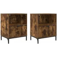 vidaXL Nachtkastje 2 st Gerookt eiken 49 x 36 x 61 cm Bewerkt hout
