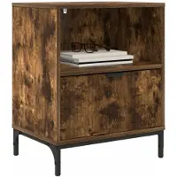 vidaXL Nachtkastje 2 st Gerookt eiken 49 x 36 x 61 cm Bewerkt hout