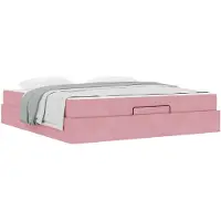 vidaXL Bedframe met matras 2 st Roze Fluweel