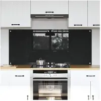 vidaXL Keukenachterwand 2 pcs Zwart 70 x 60 cm gehard glas