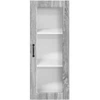 vidaXL Wandkast met glazen deuren, model PORTO, grijze Sonoma afwerking, 40 x 31 x 100 cm