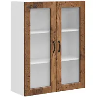vidaXL Wandglas Kasten PORTO Oudhout 80 x 31 x 100 cm Bewerkt hout